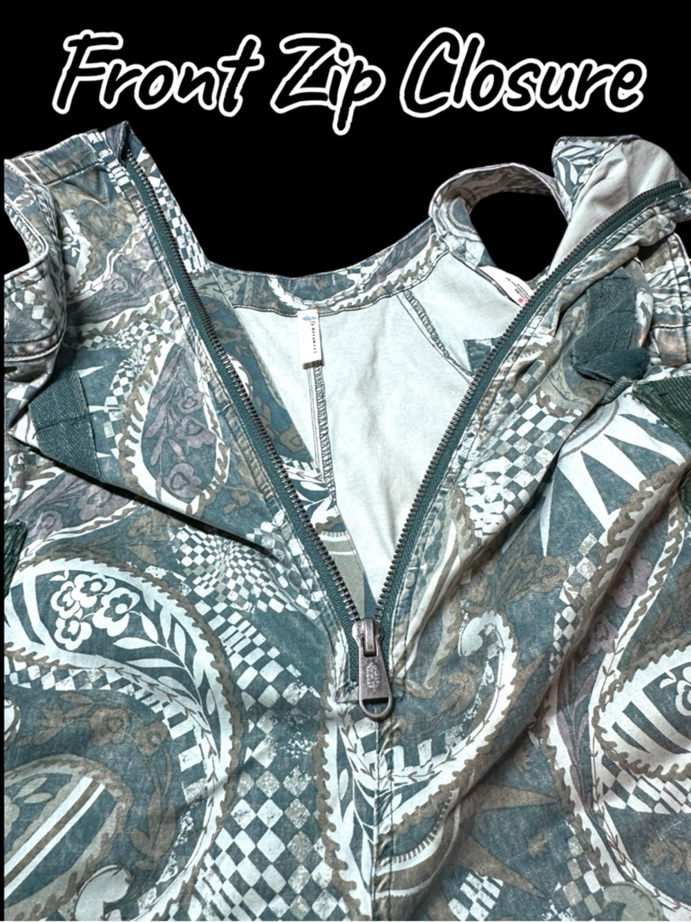 FP Movement Fast Track Onesie Jumpsuit in Trippy Green Design. Size Small - Picture 13 of 15